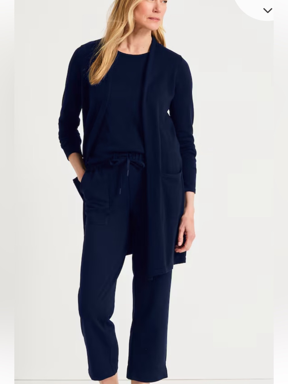 J. Jill Open-Front Black Wool Blend Long Cardigan with Pockets